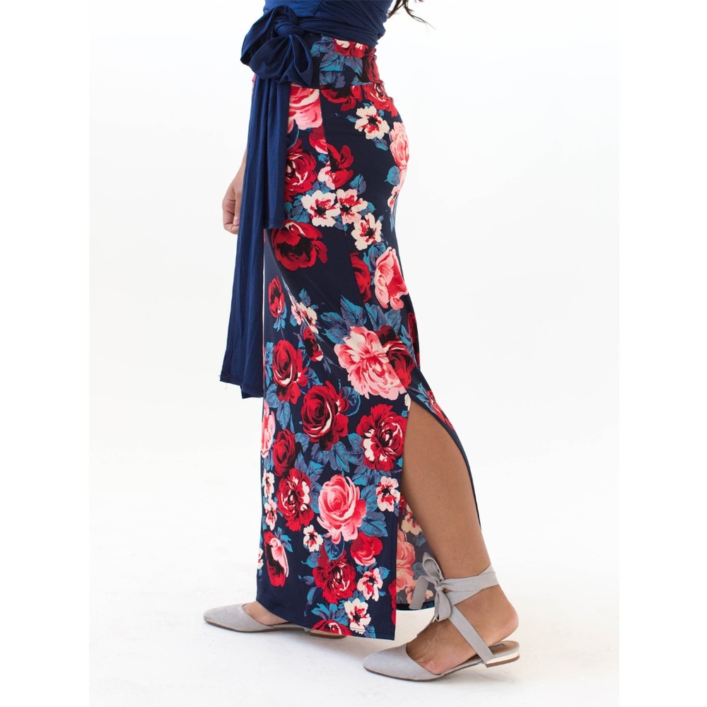 Side Slit Maxi Skirt - Sea to Shining Sea